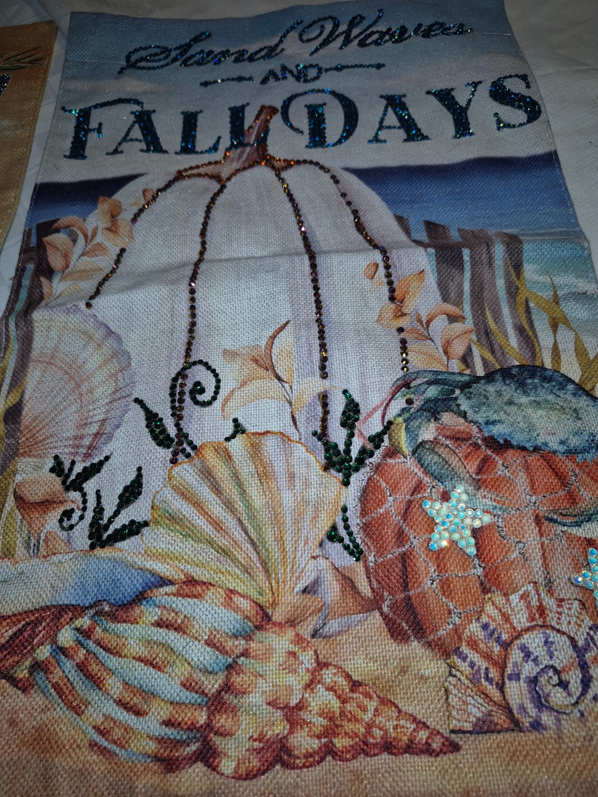 Beautiful rhinestoned garden flags