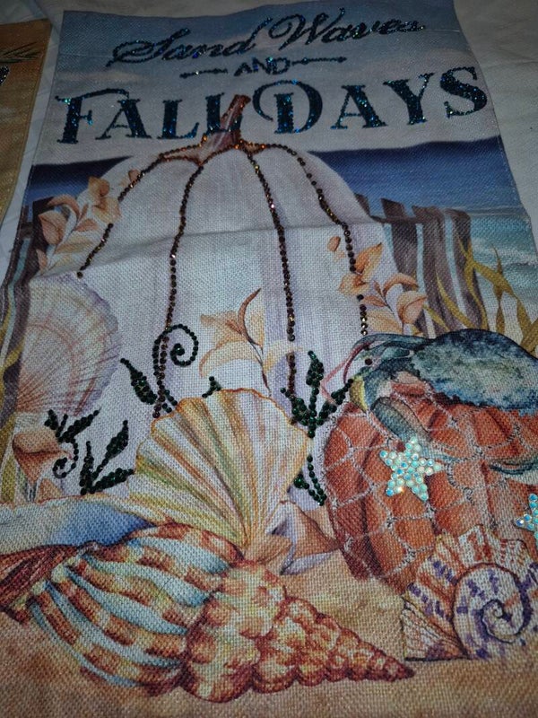 Beautiful rhinestoned garden flags