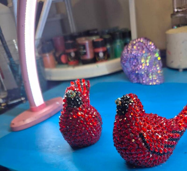 Beautiful rhinestoned birds