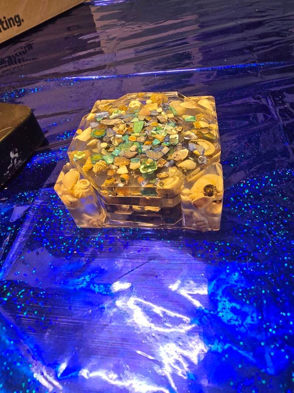 Shell coaster set with holder