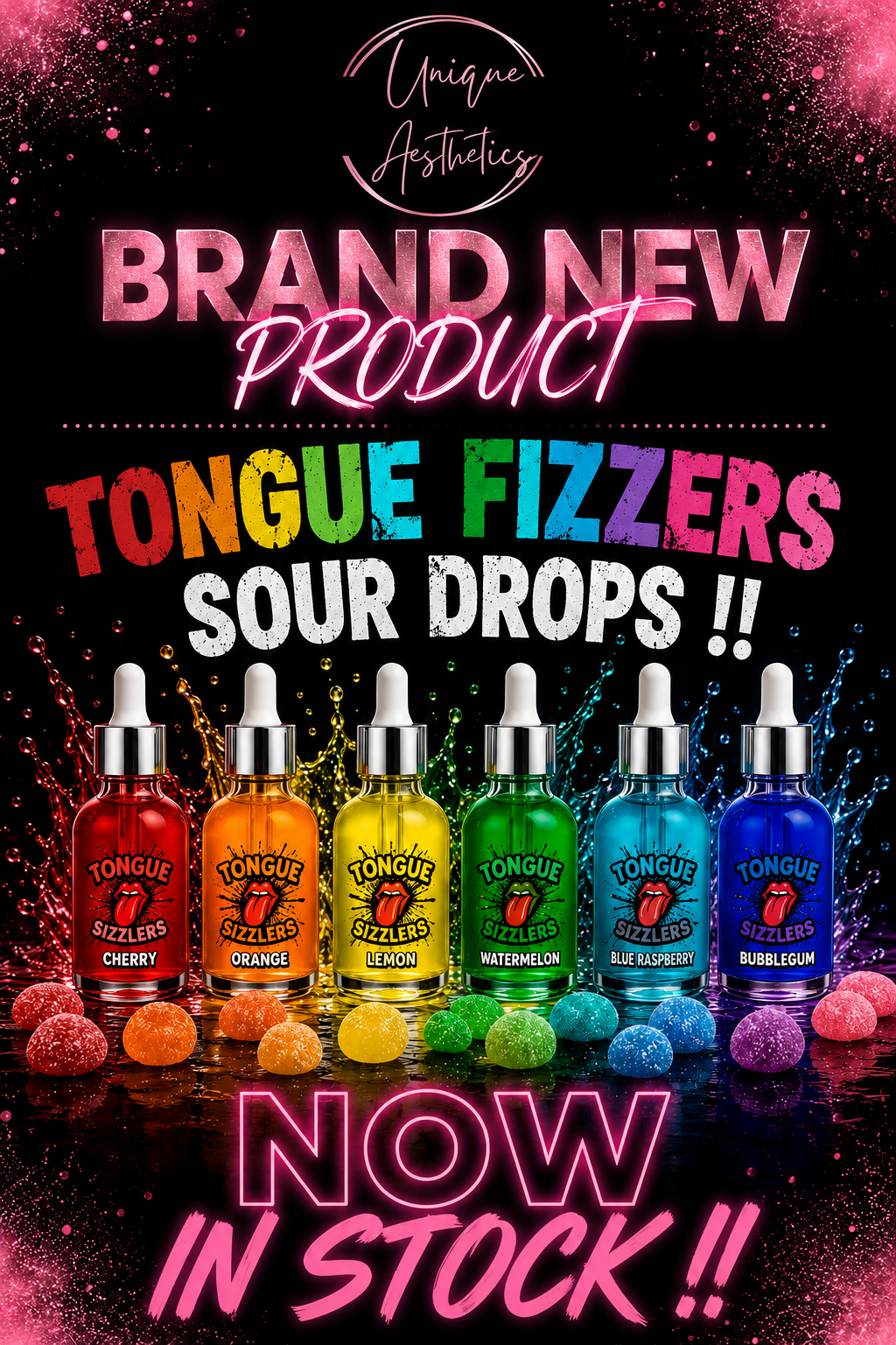 Sour tongue fizzer drops