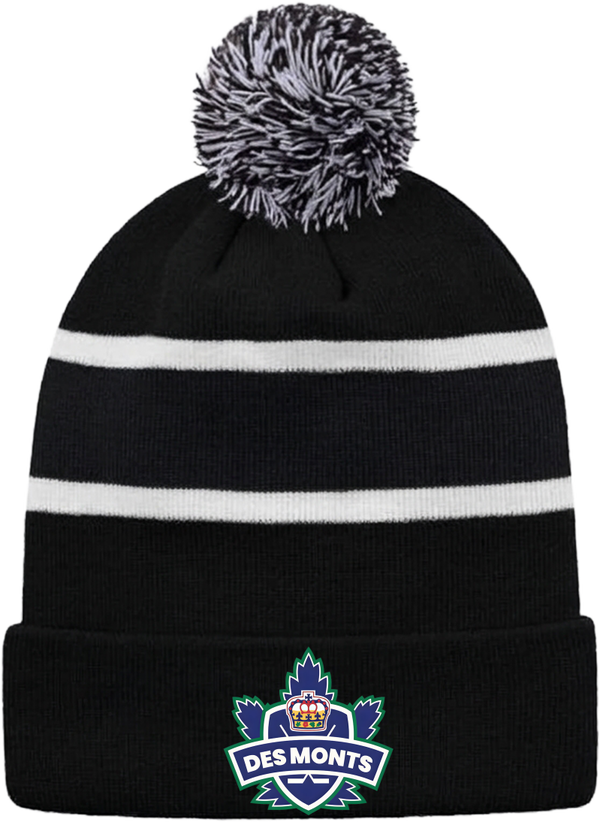 H08080 - Tuque en Tricot Rayée à Ourlet Replié avec Pompon - ODH