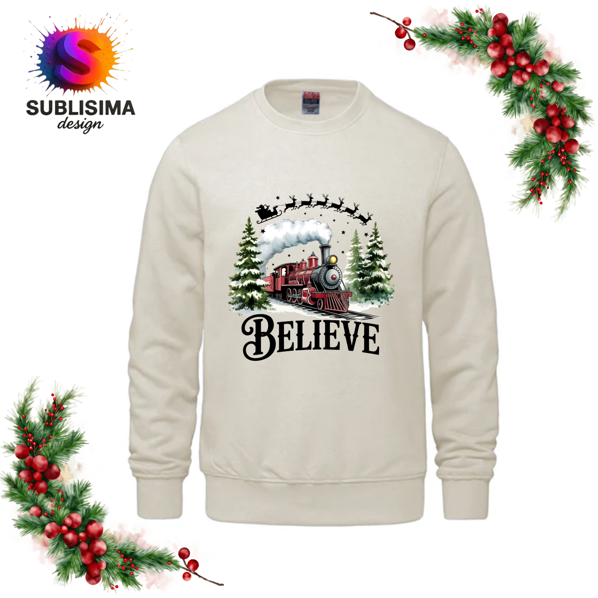 Ouaté à col rond - Noël " Believe "