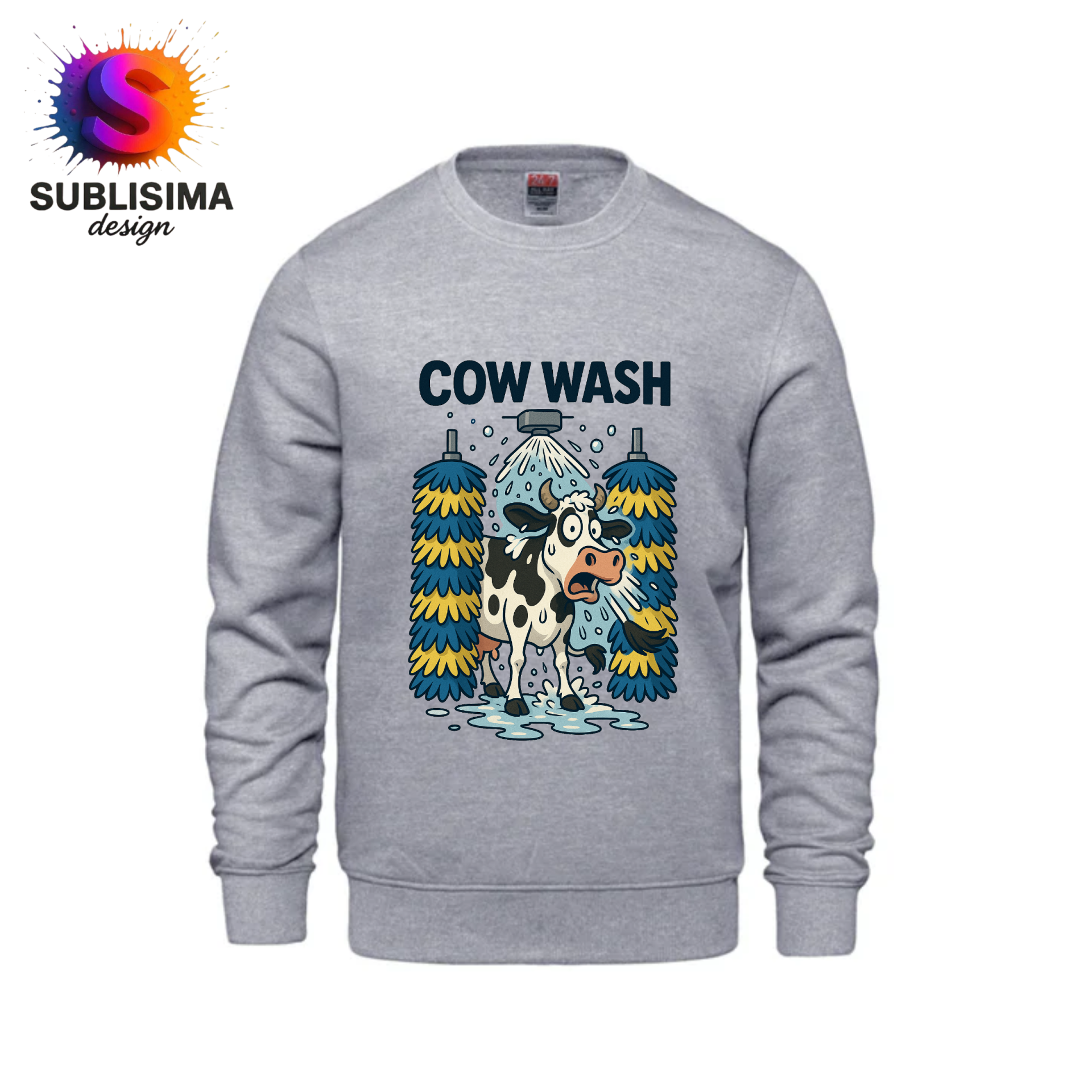 Ouaté à col rond - Imprimé Cow Wash