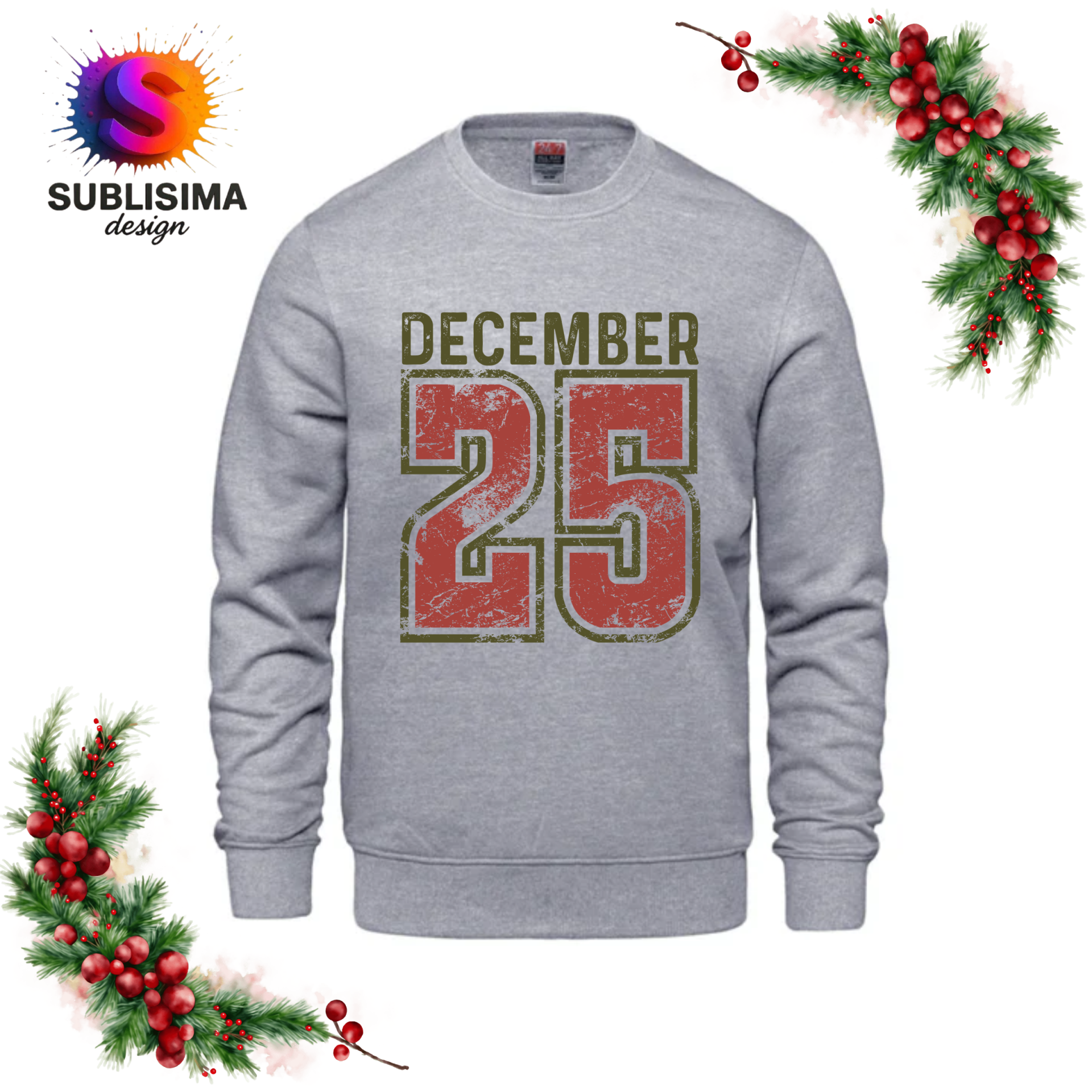 Ouaté à col rond - Noël " December 25 "