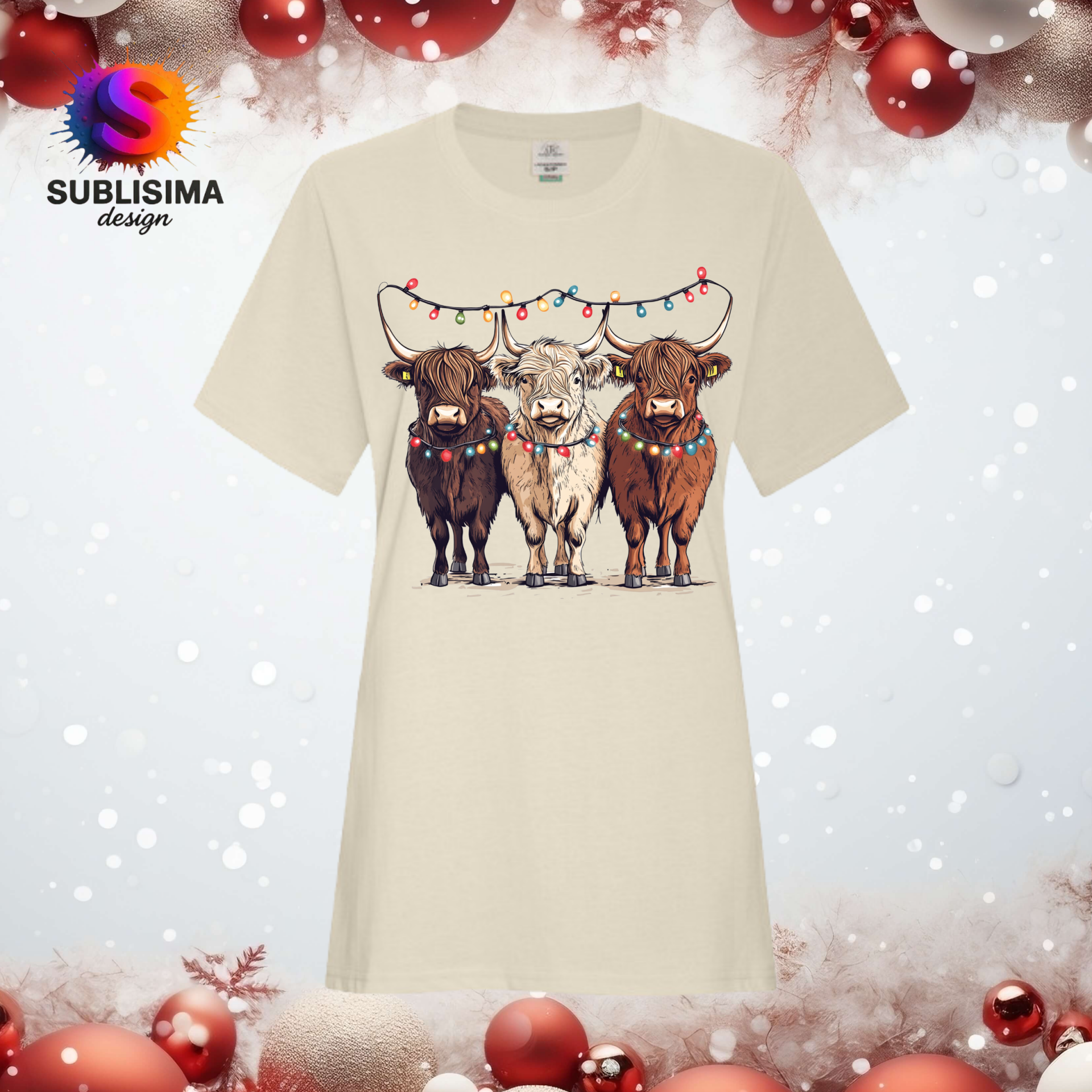 T-Shirt Femme  - Vaches de noël