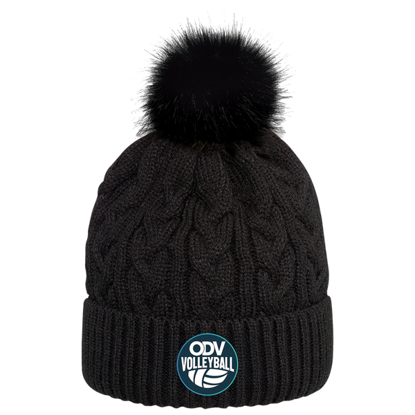 Tuque en laine avec pompon fausse fourrure