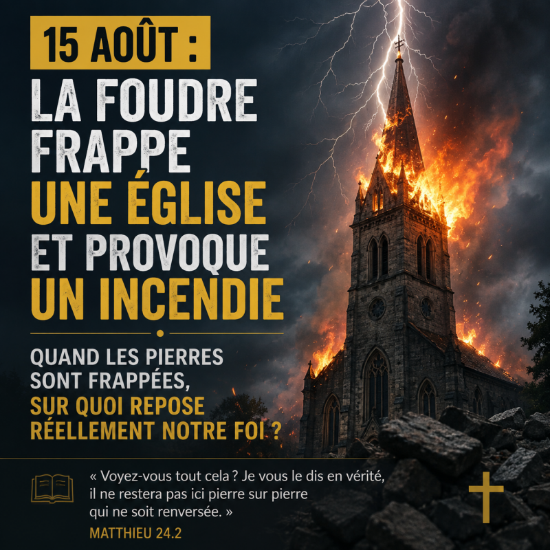 15 août : la foudre frappe une église – réflexion biblique sur l’Assomption et Matthieu 24.2.