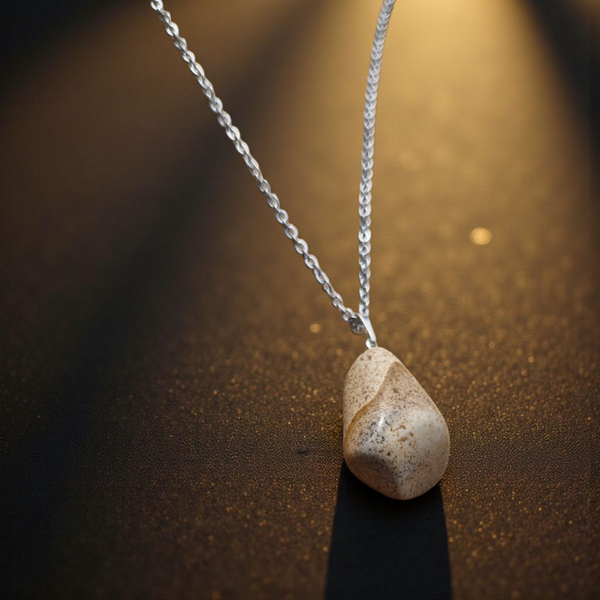 Collier en acier inoxydable et Jaspe Paysage