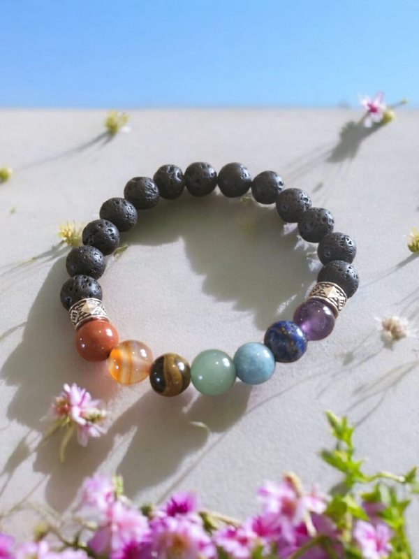 Bracelet 7 Chakras & Pierre de Lave