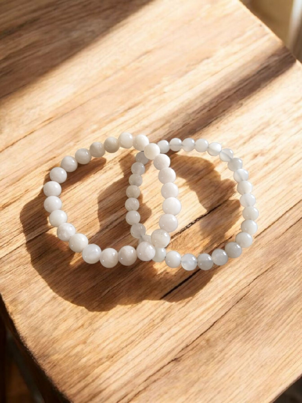 Bracelet en Pierre de Lune Beige