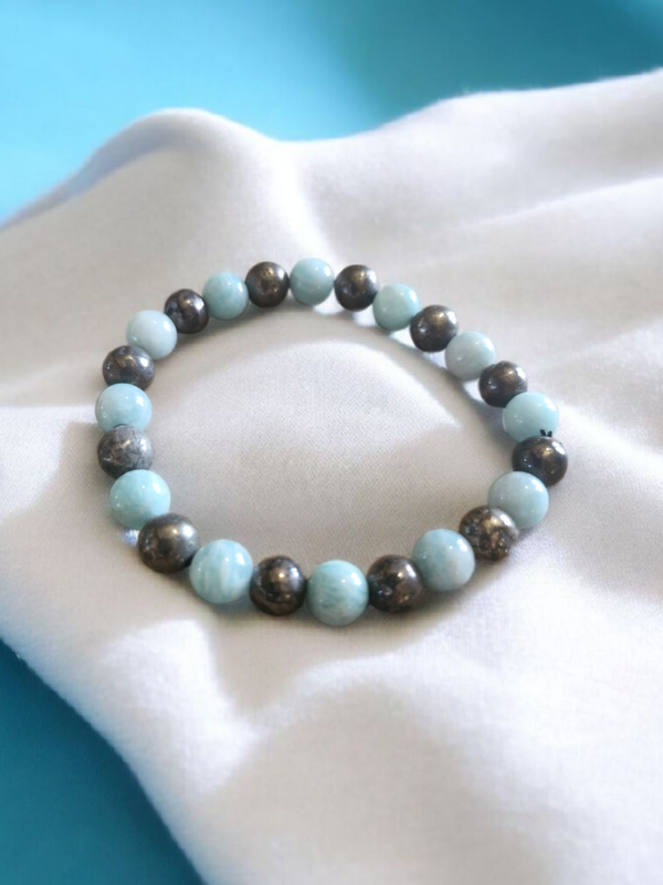 Bracelet en Pyrite & Amazonite – Confiance & Harmonie