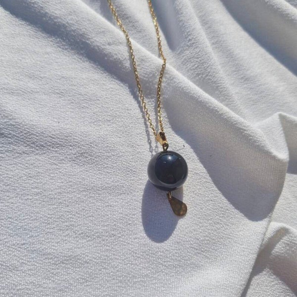 Collier en acier inoxydable doré et Obsidienne Dorée