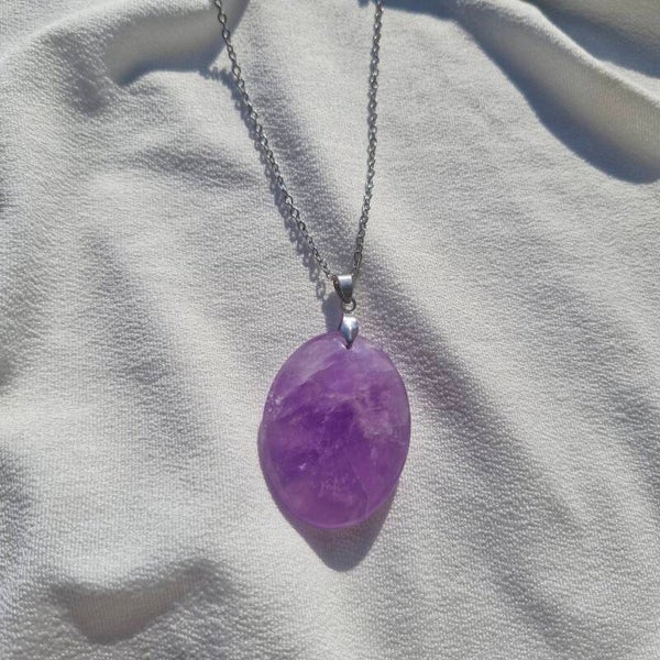 Collier en acier inoxydable et Améthyste