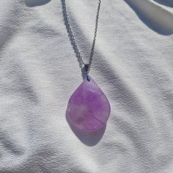 Collier en acier inoxydable et Améthyste