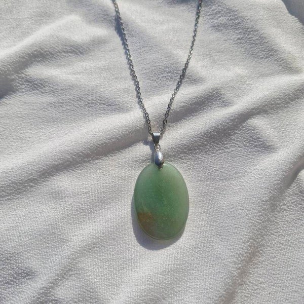 Collier en acier inoxydable et Aventurine Verte