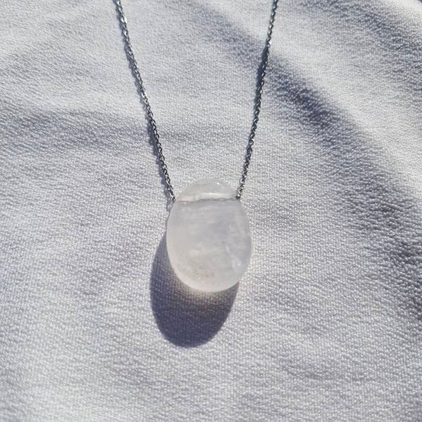 Collier en acier inoxydable & Cristal de Roche