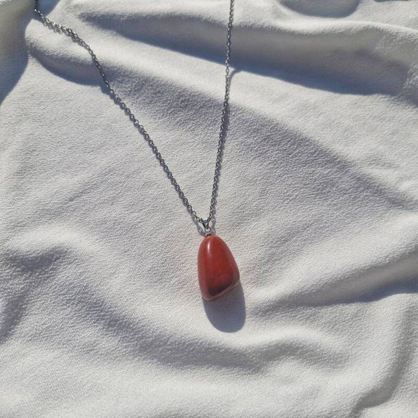 Collier en acier inoxydable et Jaspe Rouge