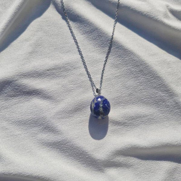 Collier en acier inoxydable et Lapis-Lazuli