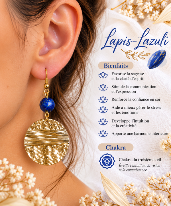 Boucles d'Oreilles Lapis-Lazuli - Doré