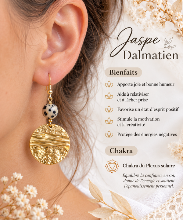 Boucles d'Oreille Jaspe dalmatien - Doré