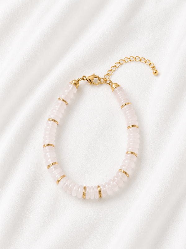 Bracelet Quartz Rose & Acier Inoxydable Doré