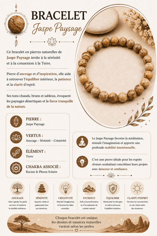 Bracelet en Jaspe Paysage – Ancrage & Créativité