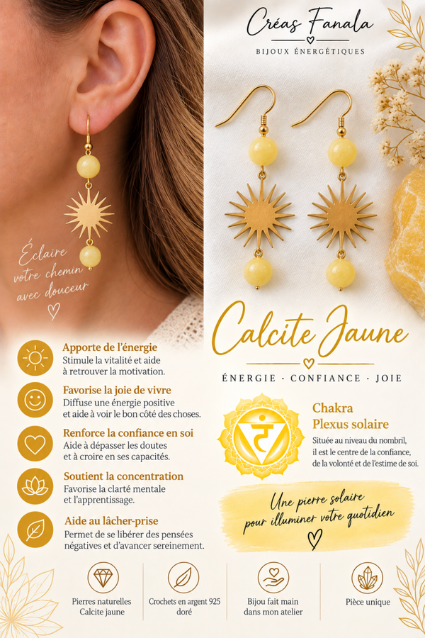 Boucles d’oreilles Calcite Jaune