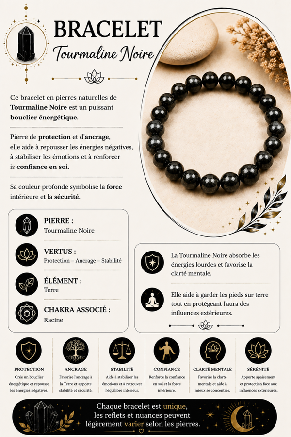 Bracelet en Tourmaline Noire – Protection & Ancrage