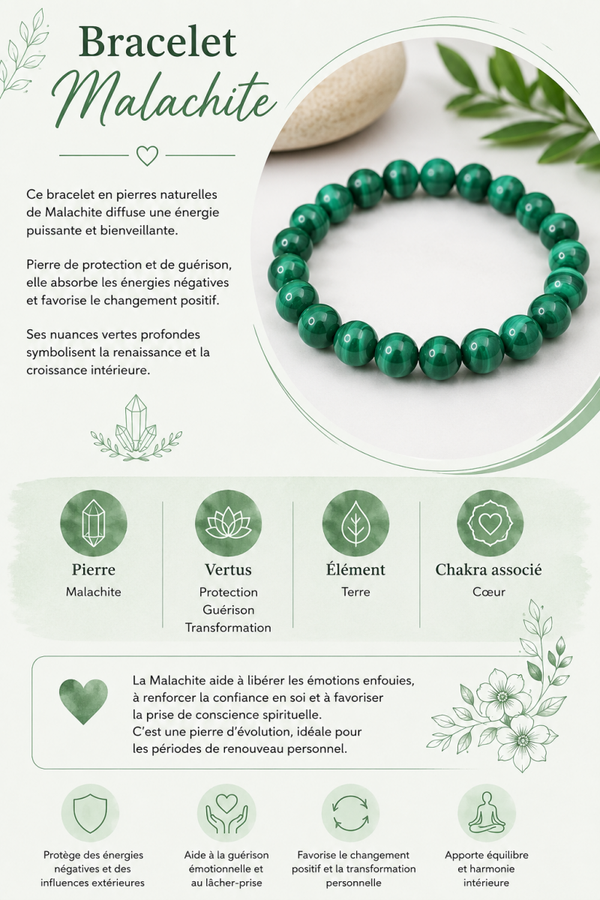 Bracelet en Malachite – Protection & Transformation