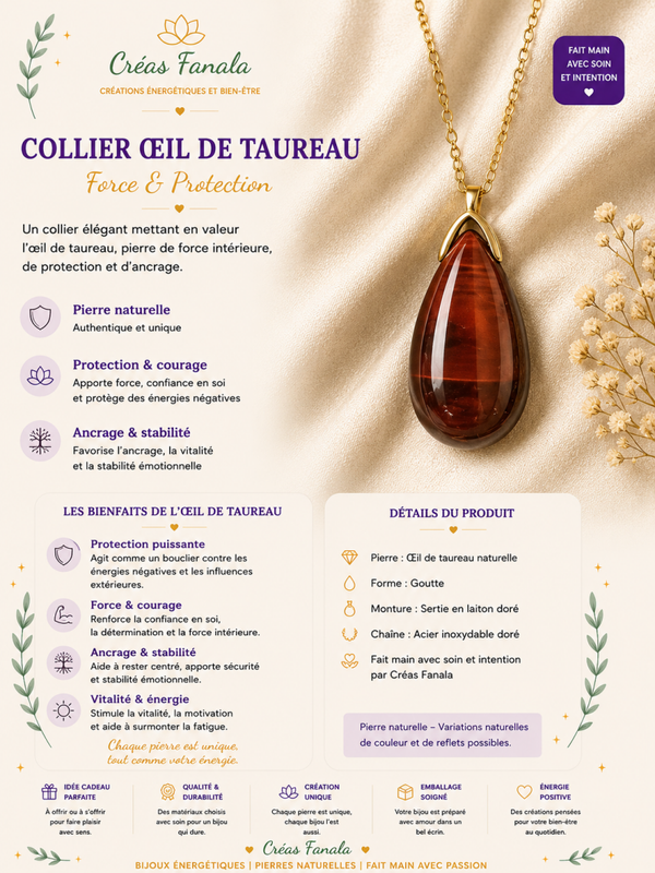 Collier en acier inoxydable & Œil de Taureau