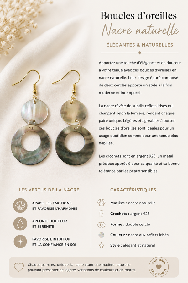 Boucles d’oreilles en nacre naturelle