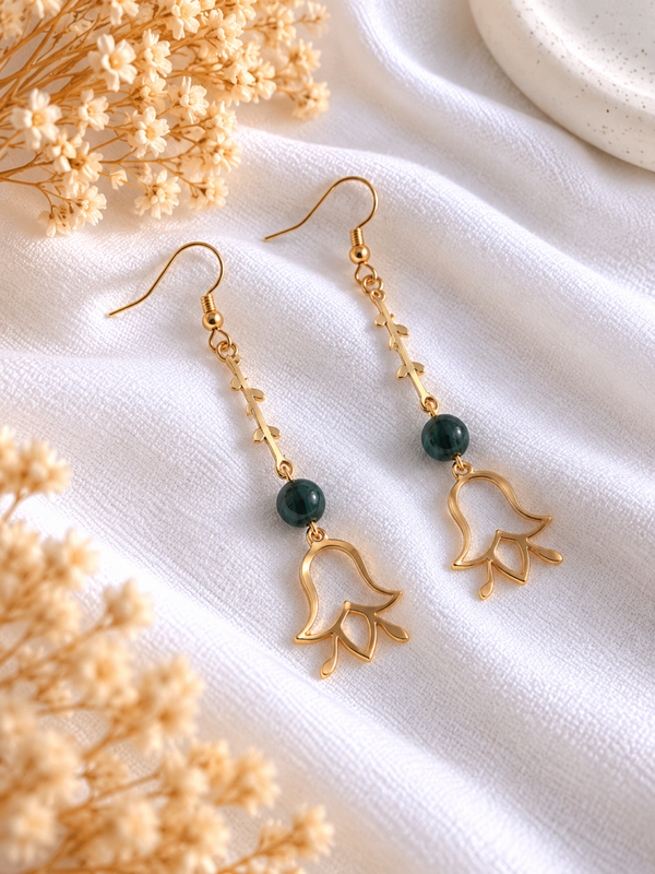 Boucles d'oreilles Malachite - Doré