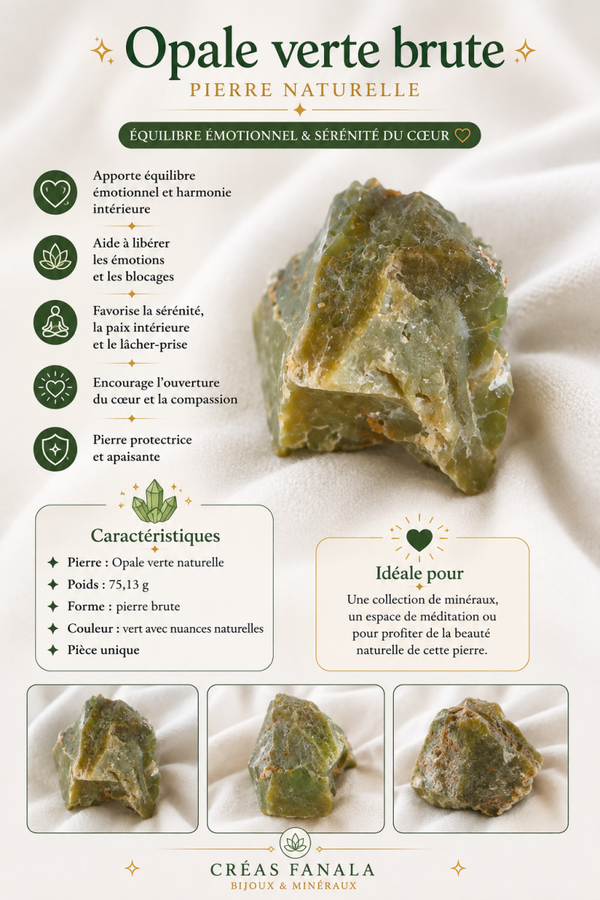 Opale verte brute – 75,13 g