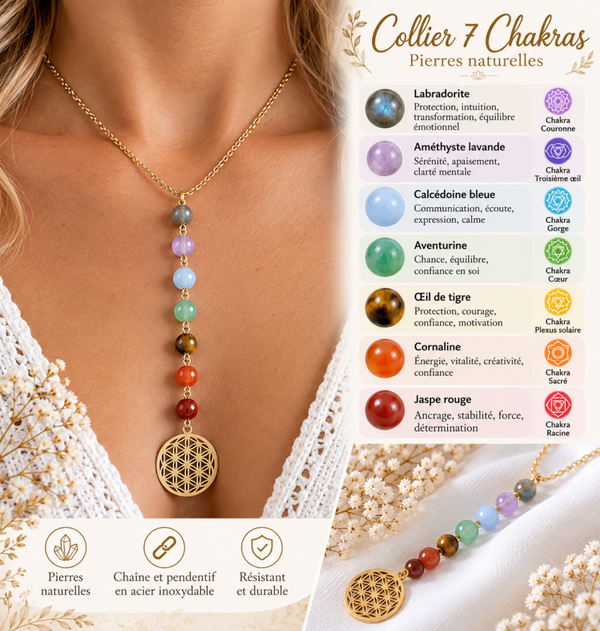 Collier 7 Chakra - Fleur de vie