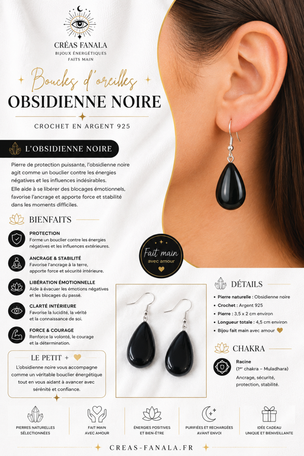 Boucles Obsidienne noire