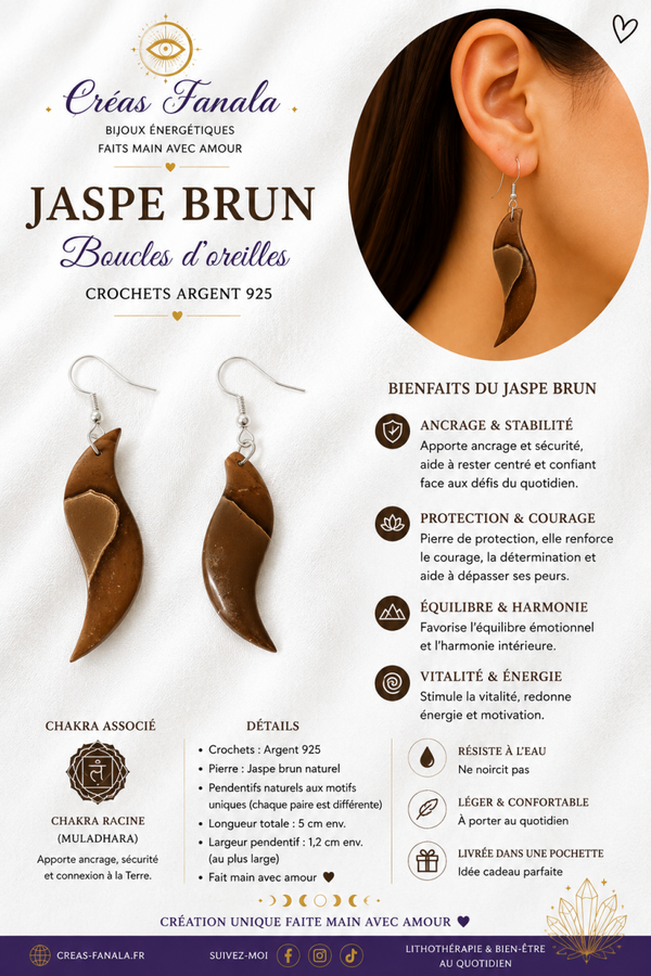 Boucles d’oreilles Jaspe Brun