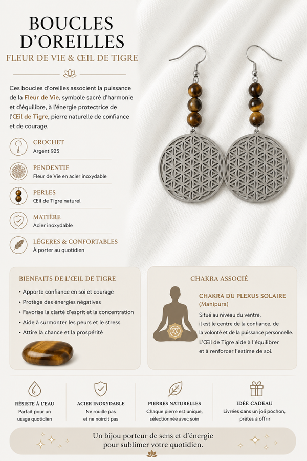 Boucles d’oreilles  - Œil de Tigre