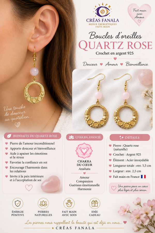Boucles d’oreilles Quartz Rose