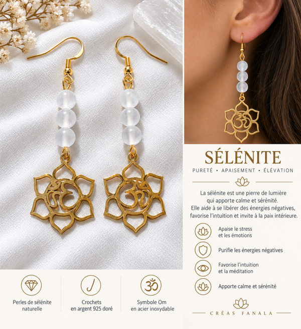 Boucles d’oreilles Sélénite