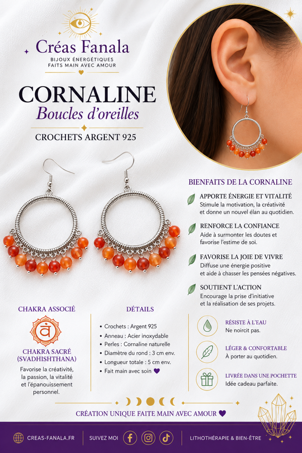 Boucles d’oreilles Cornaline