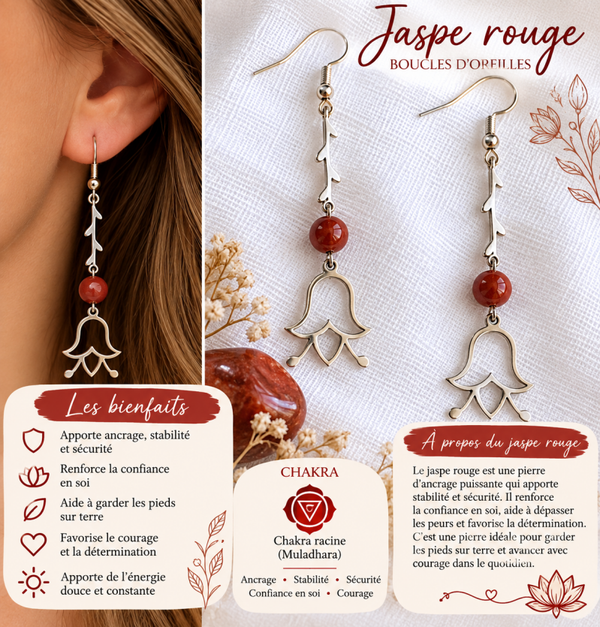 Boucles d’oreilles Jaspe Rouge