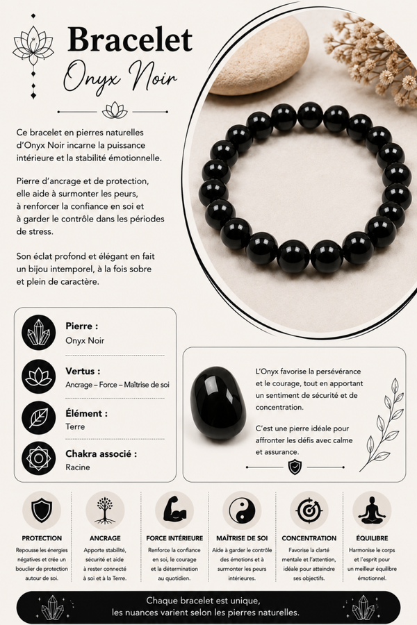Bracelet en Onyx – Force & Stabilité