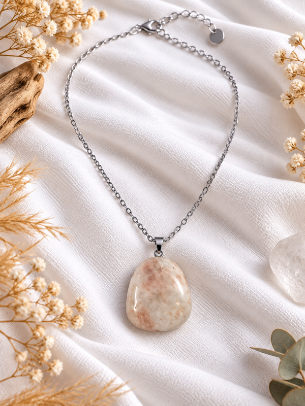Collier Pierre de Soleil Joie - Acier Inox Argenté