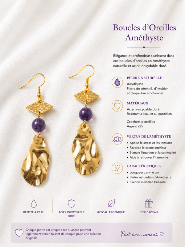 Boucles d'oreilles Améthyste