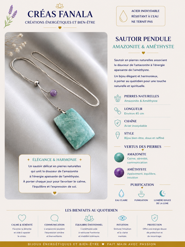 Sautoir Amazonite & Améthyste