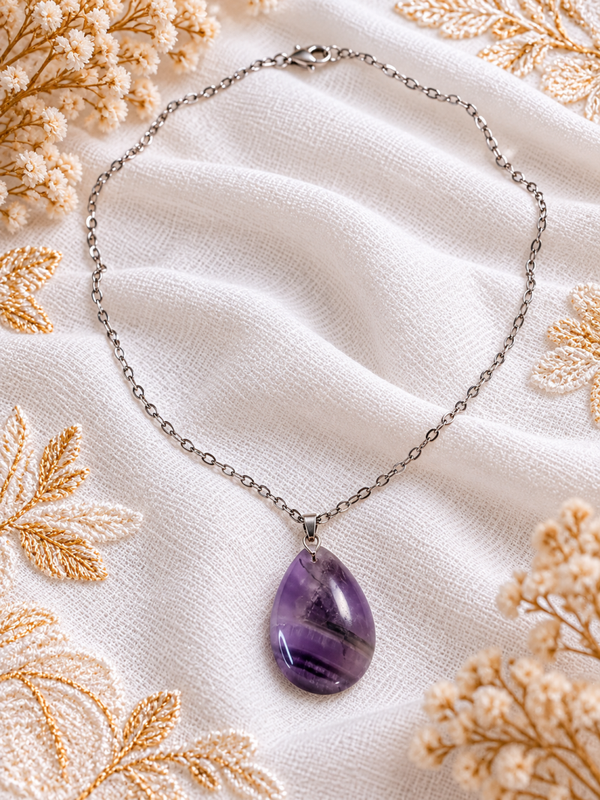 Collier Améthyste Goutte - Argenté