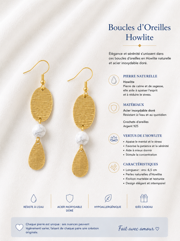 Boucles d’oreilles Howlite