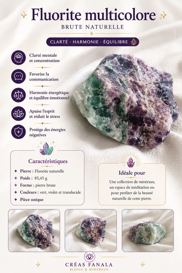 Fluorite multicolore brute – 85,45 g