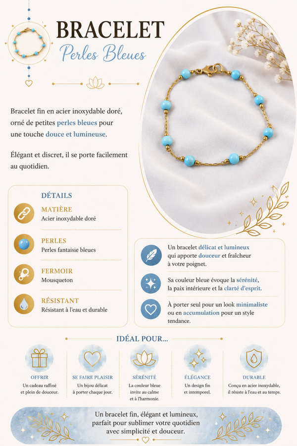 Bracelet en acier inoxydable bleu